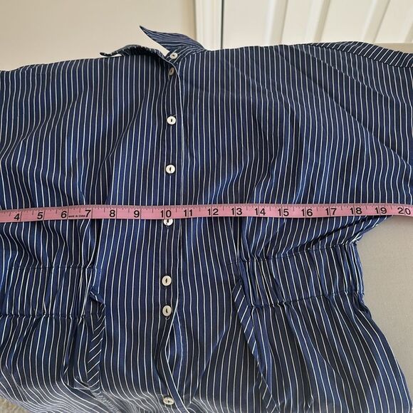 Zara Blue & White Striped Button Down Shirt Dress Side Pockets EUC Size S - Picture 8 of 12